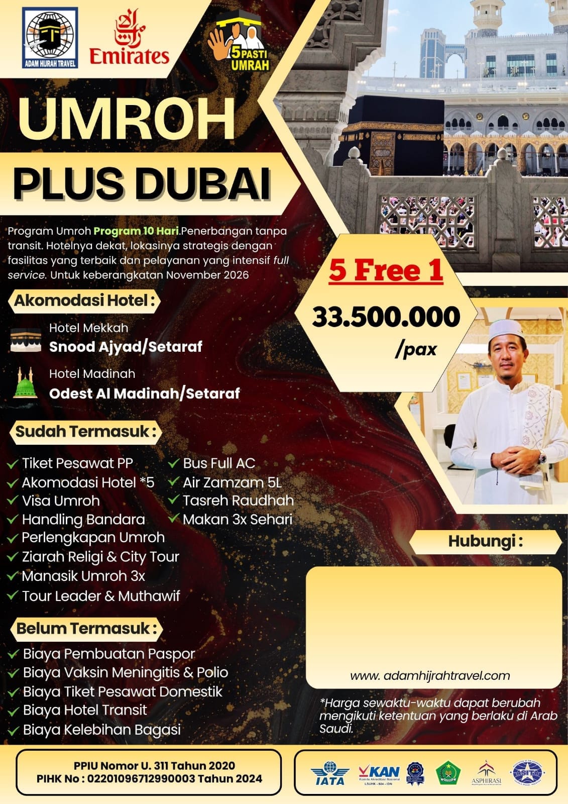 UMRAH PLUS DUBAI 5 FREE 1