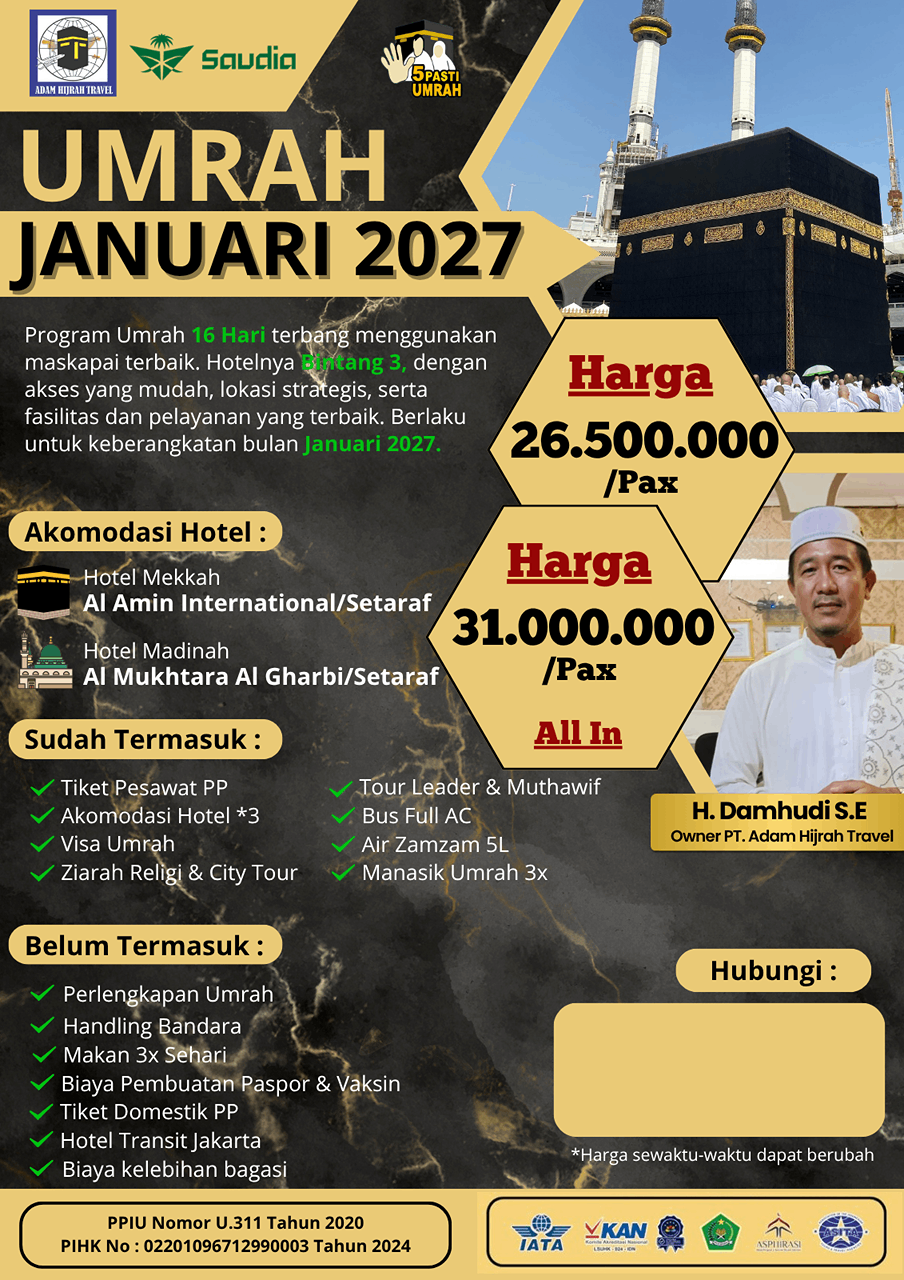 UMRAH JANUARI 2027 16D